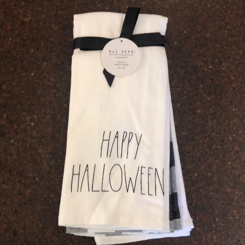 Set of Three RAE DUNN Halloween Kitchen Towels
